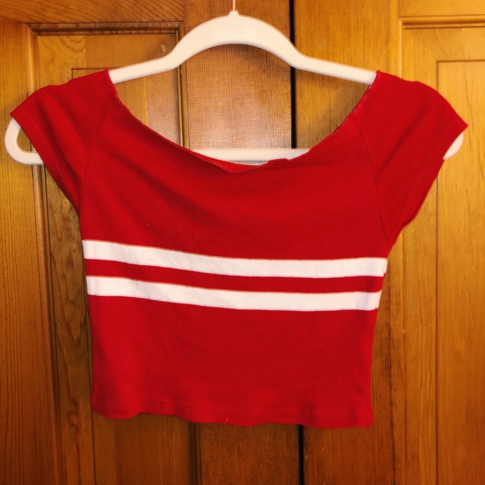 John Galt Red & White crop top